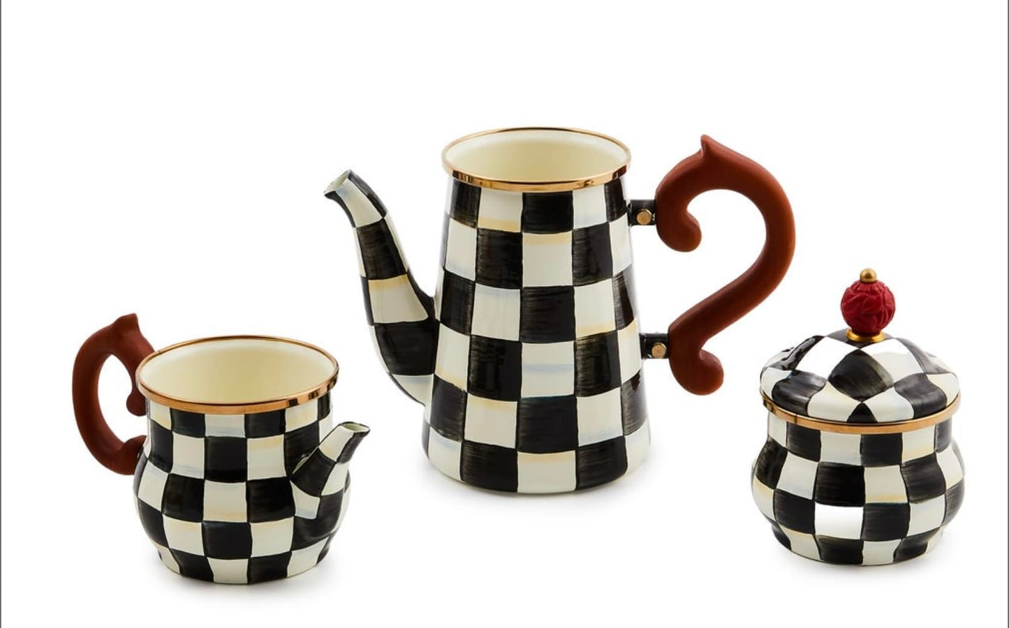 Stackable Coffee Set in Courtly Check Pattern by Mackenzie-Childs