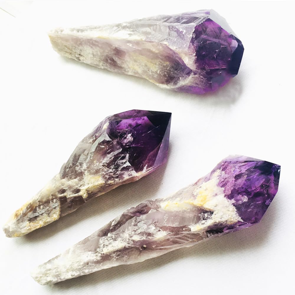 Natural Raw Amethyst Point Wand, Single Terminated Crystal Cluster Scepter, Hand Polished Healing Crystal Point, Positive Energy Gemstone, Reiki Meditation Spiritual Ornament,Home Decor & Crystal Gift