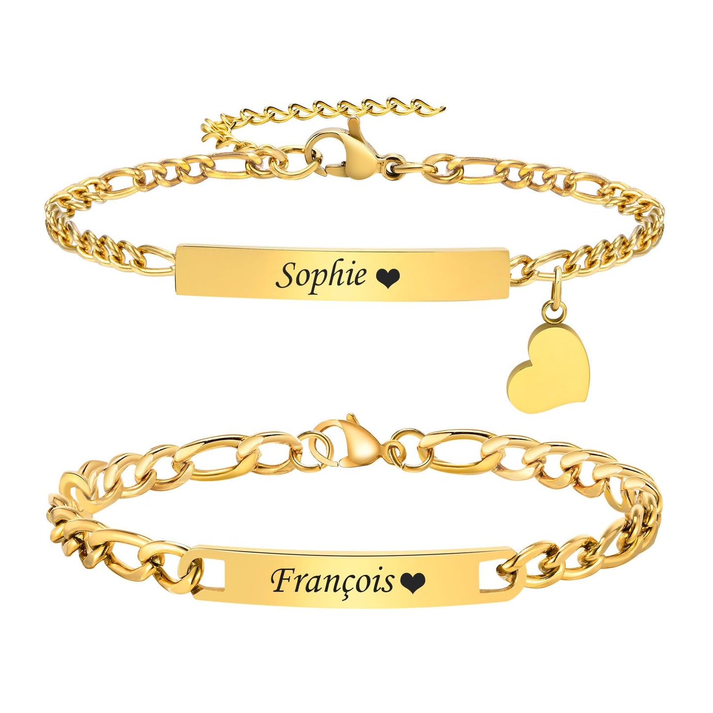 Personalized Matching Bracelet for Couple - Free Engraving Custom Couples Bracelets,Hypoallergenic Adjustable Stainless Steel Long Distance Relationship Jewelry,Promise Bracelet Gifts for Him and Her