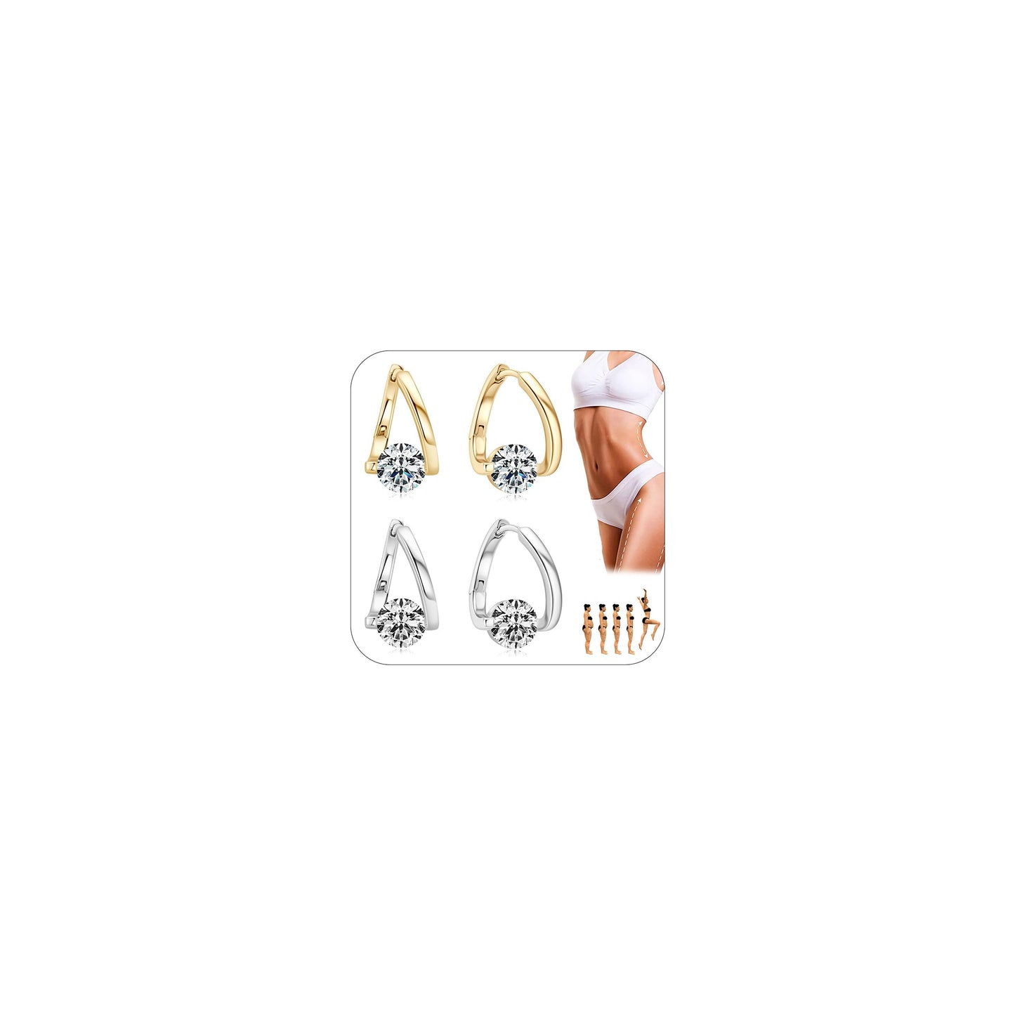 Lymphatic Earrings for Women Silver Zircon Hoop Huggie Earrings Dainty Fashion Jewelry Gifts