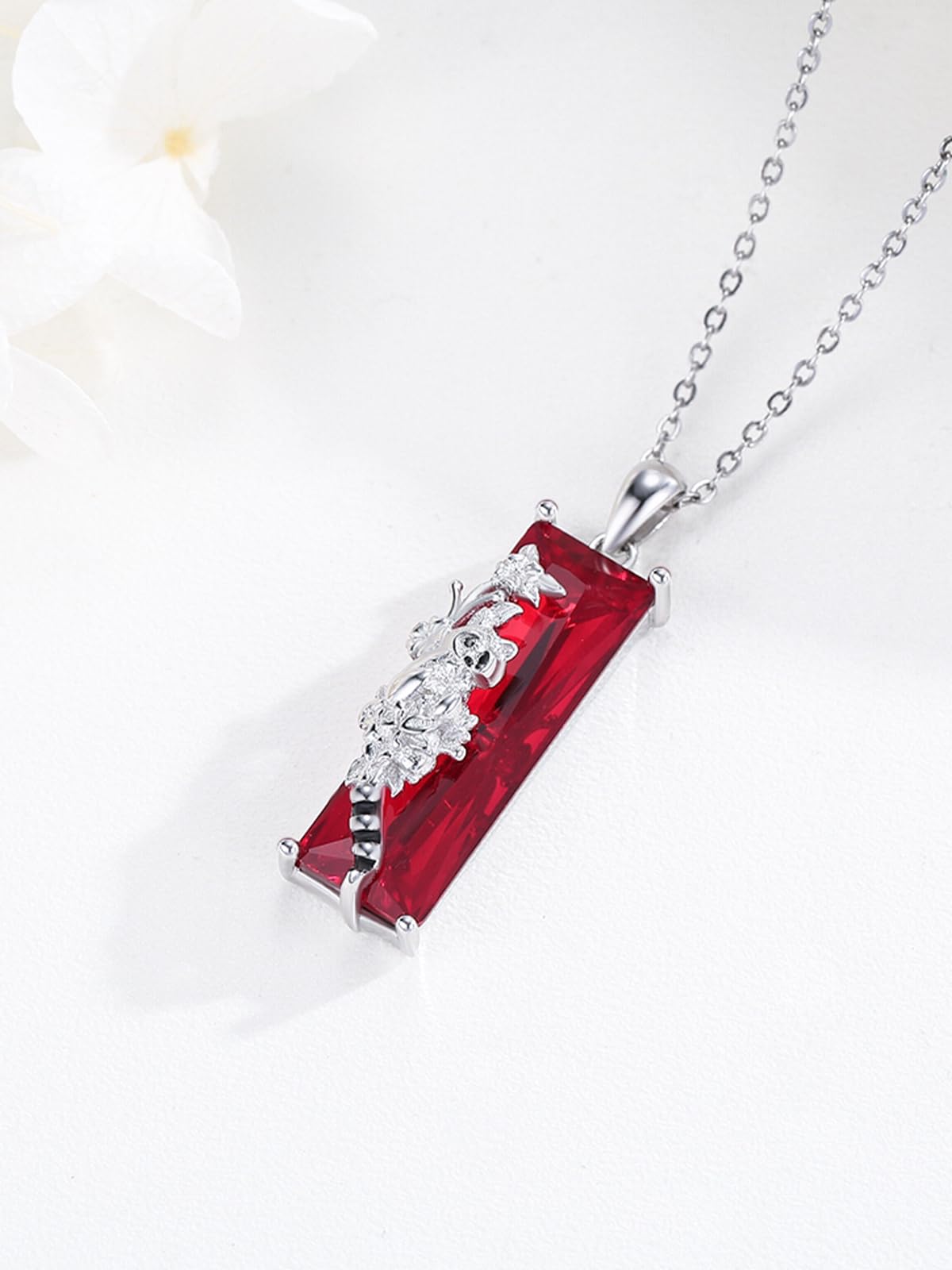AENEAS Valentines Day Gifts for Women Her Raccoon Necklace 925 Sterling Silver Green Crystal Pendant Fancy Cute Coon Jewelry Gifts for Her Wife Women