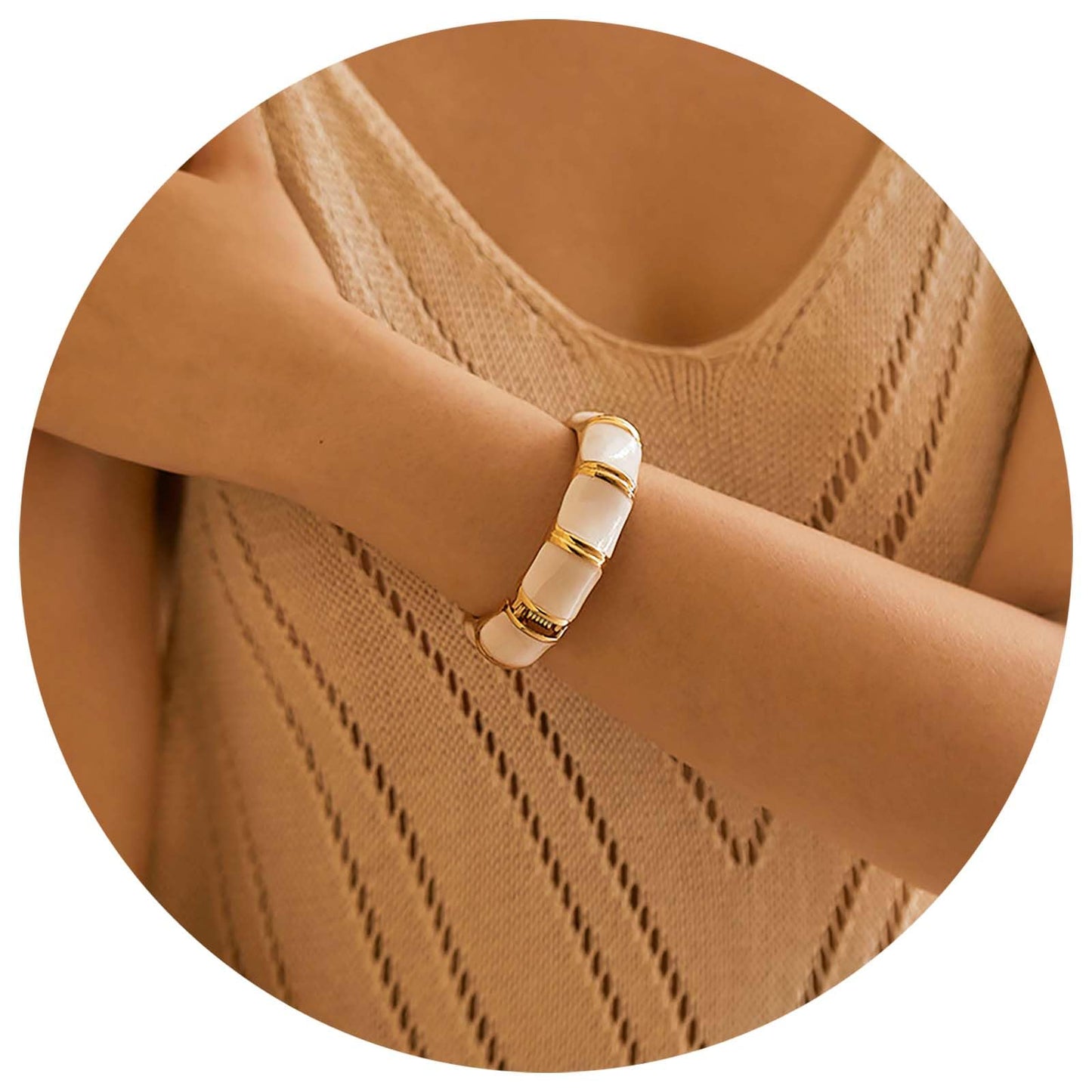 crataly White Gold Cuff Dripping Oil Bangle For Women-Enamel Vintage Bracelets For Birthday Christmas Mother's Day Valuntines Day Gifts