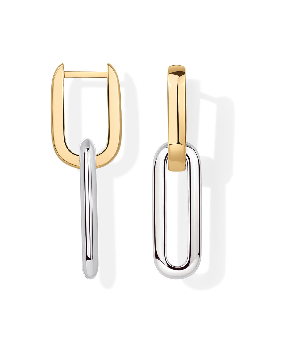 PAVOI 14K Two-Toned Gold Plated Convertible Link Cubic Zirconia Earrings for Women | Yellow White Drop Dangle Link Chain Earrings