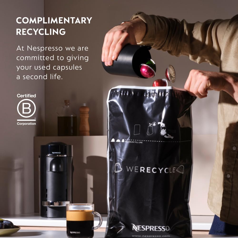 Nespresso Vertuo Next Deluxe Coffee and Espresso Machine by De'Longhi, Chrome