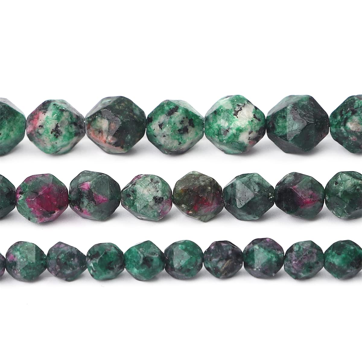 BEADIA Faceted Natural Zoisite Stone Round Beads 6mm 36cm/Strand for Jewelry Making