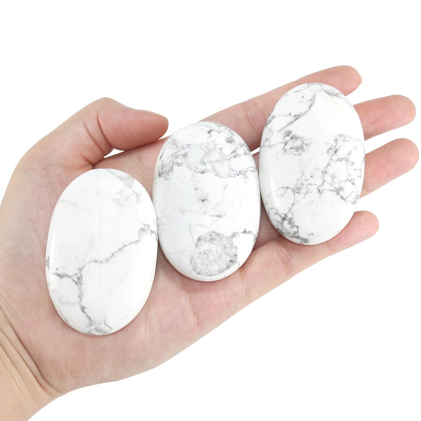 Nvzi White Turquoise Crystal Palm Stone, Worry Stones, Crystals and Healing Stones, Polished Rocks, Natural Gemstones, Chakra Stones for Healing Crystals Daily Use