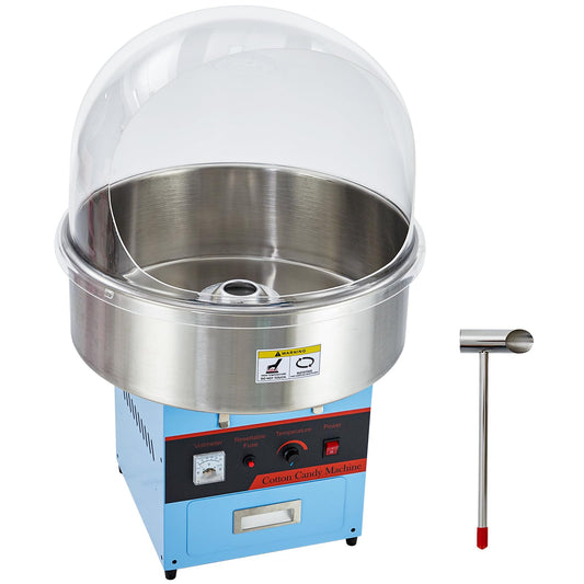MilleLoom Electric Cotton Candy Machine with Cover - 1000W Commercial Floss Maker, Stainless Steel Bowl, Sugar Scoop, Drawer, Ideal for Home, Carnival, Kids Birthday, Family Party(Blue)