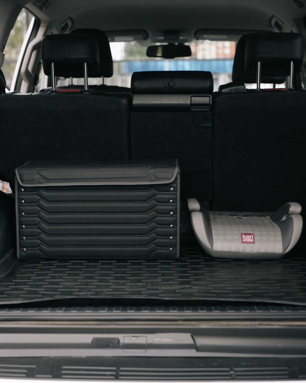 Owleys Car Trunk Organizer For Shoes - Storage Crate For SUV, Sedan Or Truck - Foldable Cargo Bin For Travel Gear & Sports Kits - Practical Holiday Gifts For Drivers (Highway 21.6 inch)