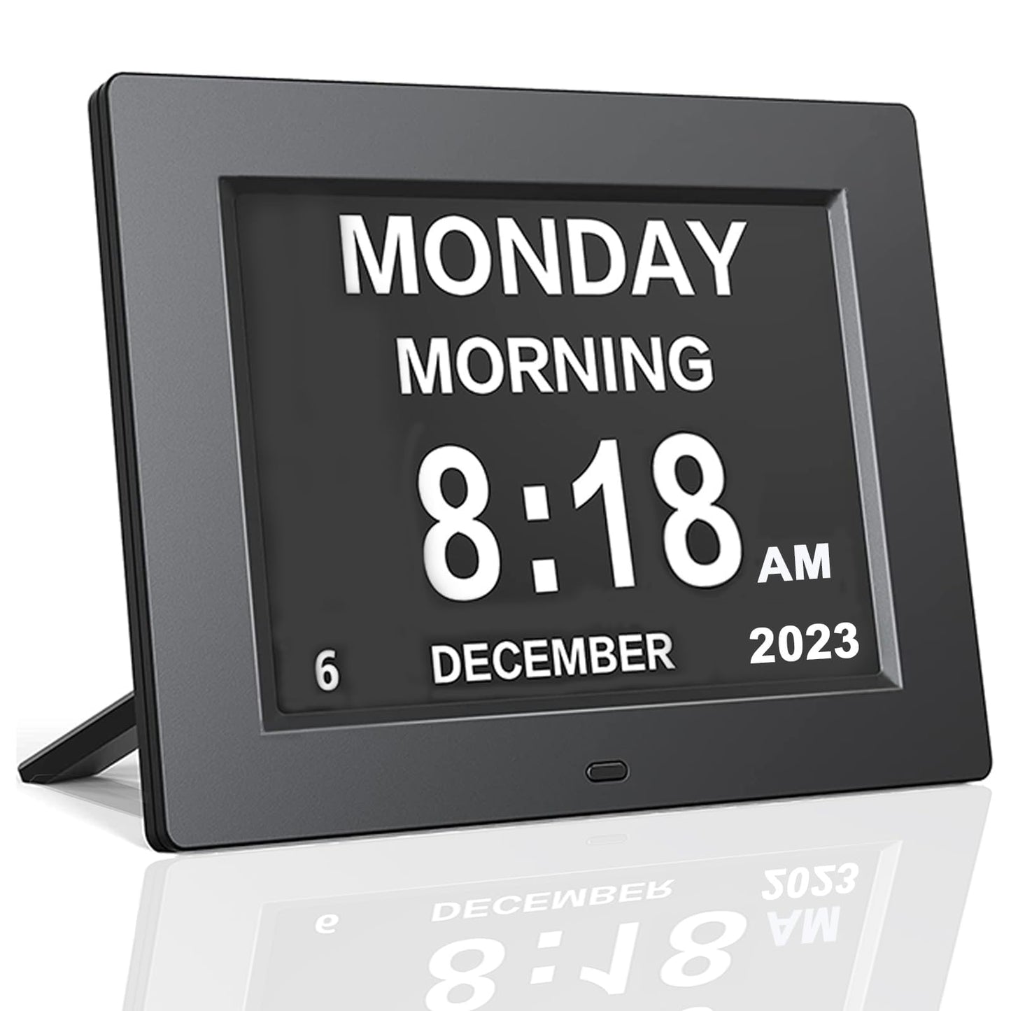 Johnziny 8 Inch Digital Calendar Day Clocks for Seniors-8 Alarms, Auto-Dim, Digital Clock Large Display Date and Day,Dementia Clocks for Seniors,Electronic Calendar with Large Number Black
