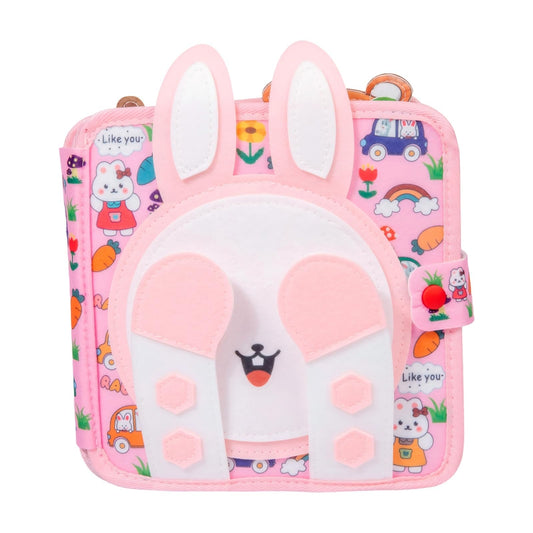 Bunny Montessori Busy Book for Toddlers 1-3- Preschool Felt Quiet Busy Book with Animal Sensory Mats- Early Learning Set for 1 2 3 Years Old Autism Sensory Toy-Airplane Travel Toy for Kids Girls Gifts