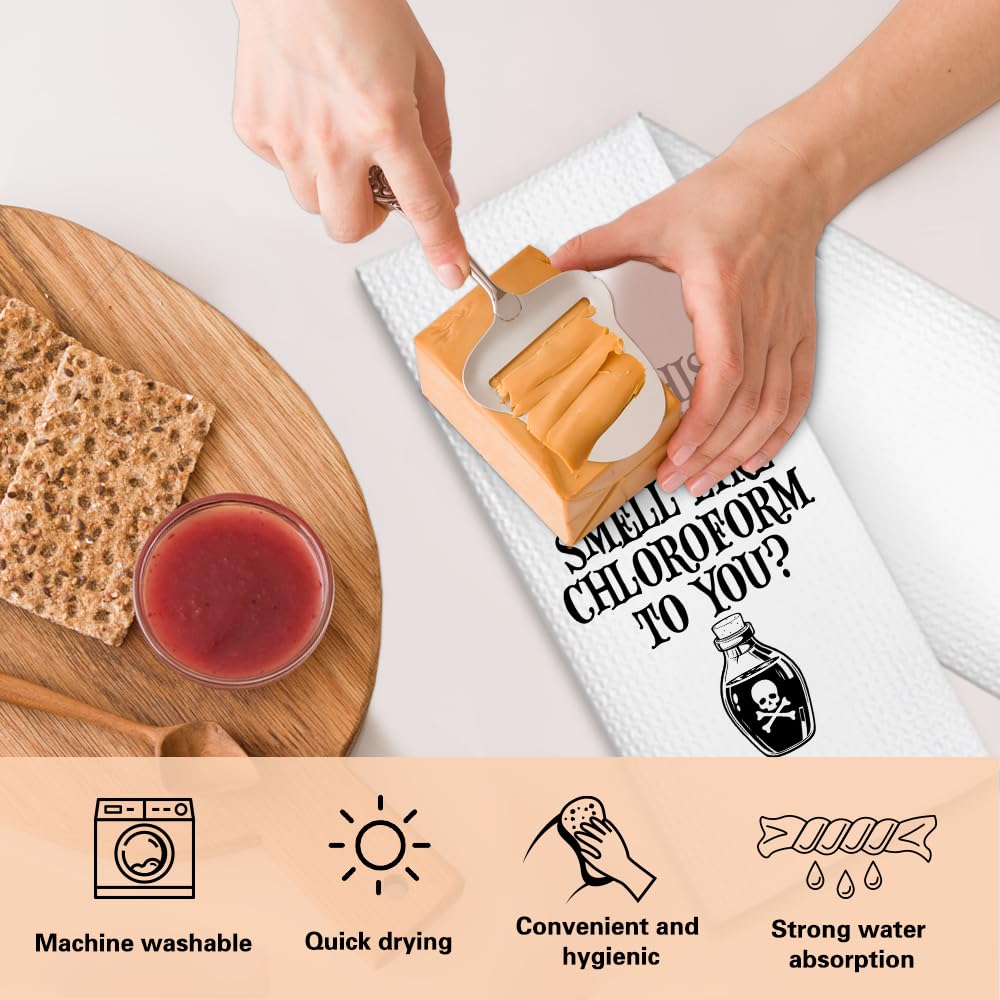 ZBBFSCSB Don’t Make Me Poison You Kitchen Towels 2 Pack, Funny Halloween Horror Kitchen Decor, Baking Flour Sack Dish Towels Gifts for Women Mom Hostess, New Home Sarcastic Gifts for Neighbor Friend