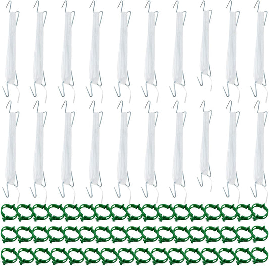 LEMGUBKP 70Pcs Tomato Hooks with String,Plant Support Clips, with 33 Feet Garden Twine - Heavy Duty Plant Trellis for Tomatoes, Cucumbers, Peppers, Vines ，Reusable Weather-Resistant Climbing Hooks