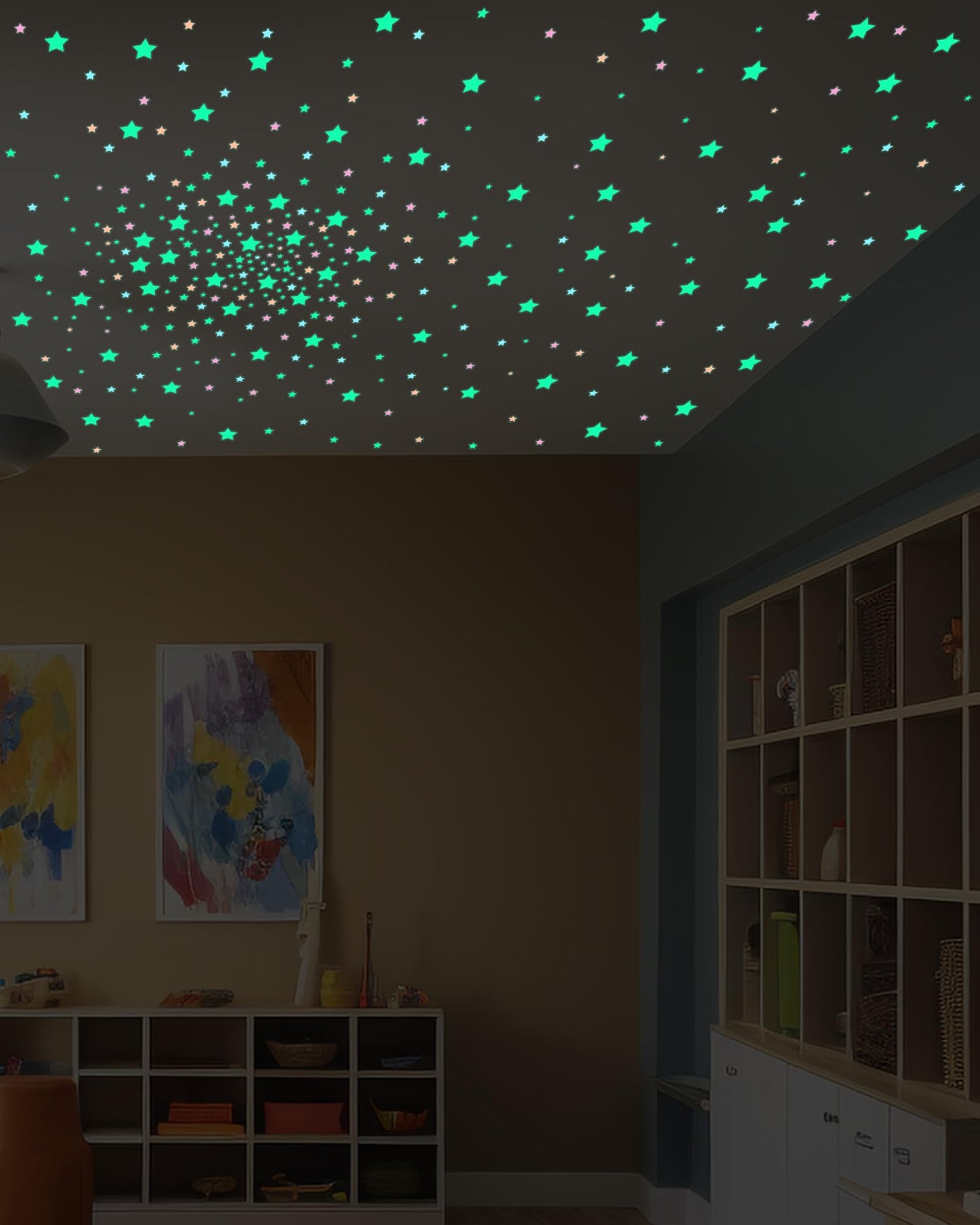 Greingways 201 Pcs Glow in The Dark Stars Stickers for Ceiling Bedroom, Stocking Stuffers for Kids Ages 3-5, 4-8, 8-12, Boys Girls Room Decor Wall Stickers Stocking Stuffers for Toddler-Multi