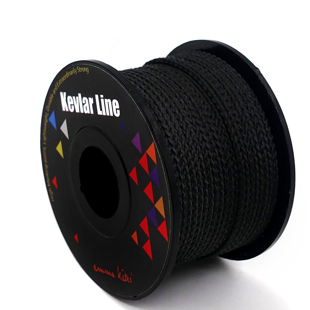 emma kites 100% Black Kevlar Braided Cord 200Ft 200Lb High Strength, Abrasion Flame Resistant, Tough Survival Tactical Cord Model Rocket Paracord Snare Line Fishing Assist Cord
