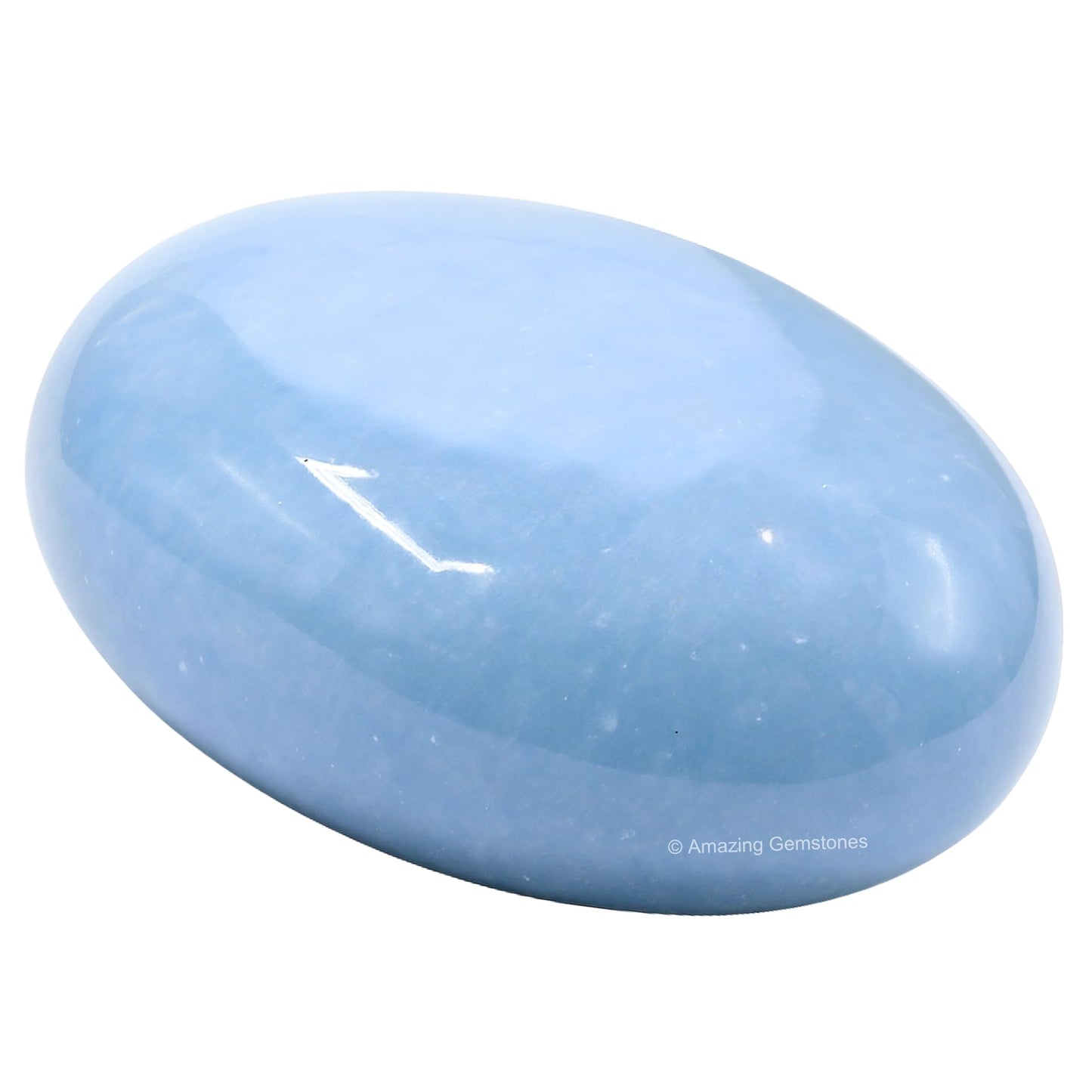 Amazing Gemstone Angelite Crystals and Healing Stones - Large Palm Stone Crystals Piedra - Crystal for Good Luck, Balanced Positive Energy, Meditation - Unique Stocking Stuffers, Gifts for Women