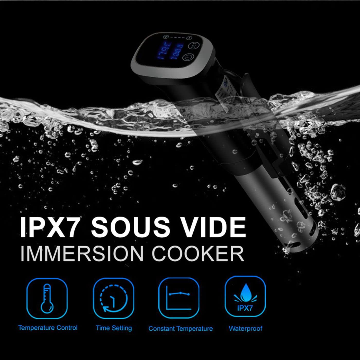 Sous Vide Cooker Immersion Circulator IPX7 Waterproof, 1800 Watts Vacuum Food Cooker, LCD Digital Display(US Plug, 110V)