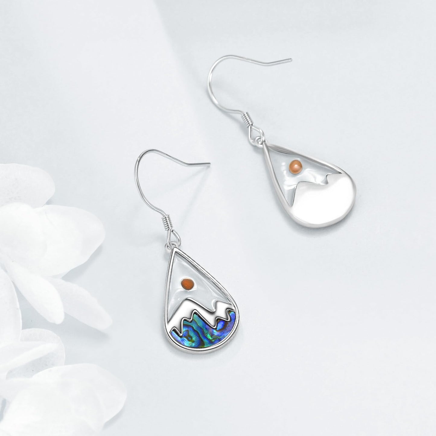 AOBOCO Mustard Seed Earrings 925 Sterling Silver Teardrop Dangle Earrings Christain Faith Mustard Jewelry Gifts for Women Mom Friends (Teardrop Mountain Earrings)