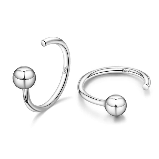 4mm Half Hoop Earrings 925 Sterling Silver Tiny Ball Hoop Earrings Unisex