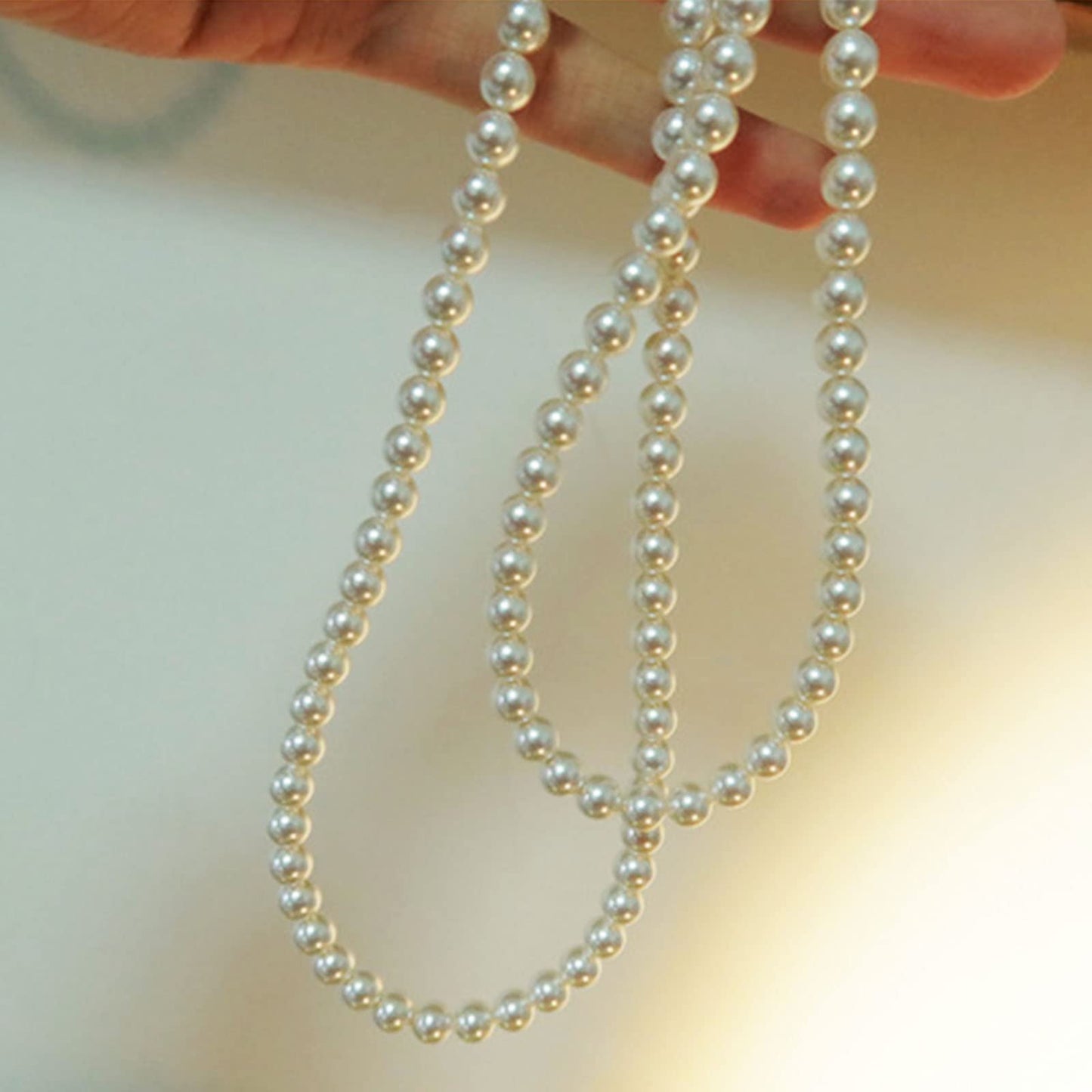 Luxval Pearl Necklaces Choker for Women, 6MM Cream White Pearl Jewelry, 14K Silver Plated Handmade Dainty Toggle Clasp Necklace for Women Jewelry Gifts, 14"
