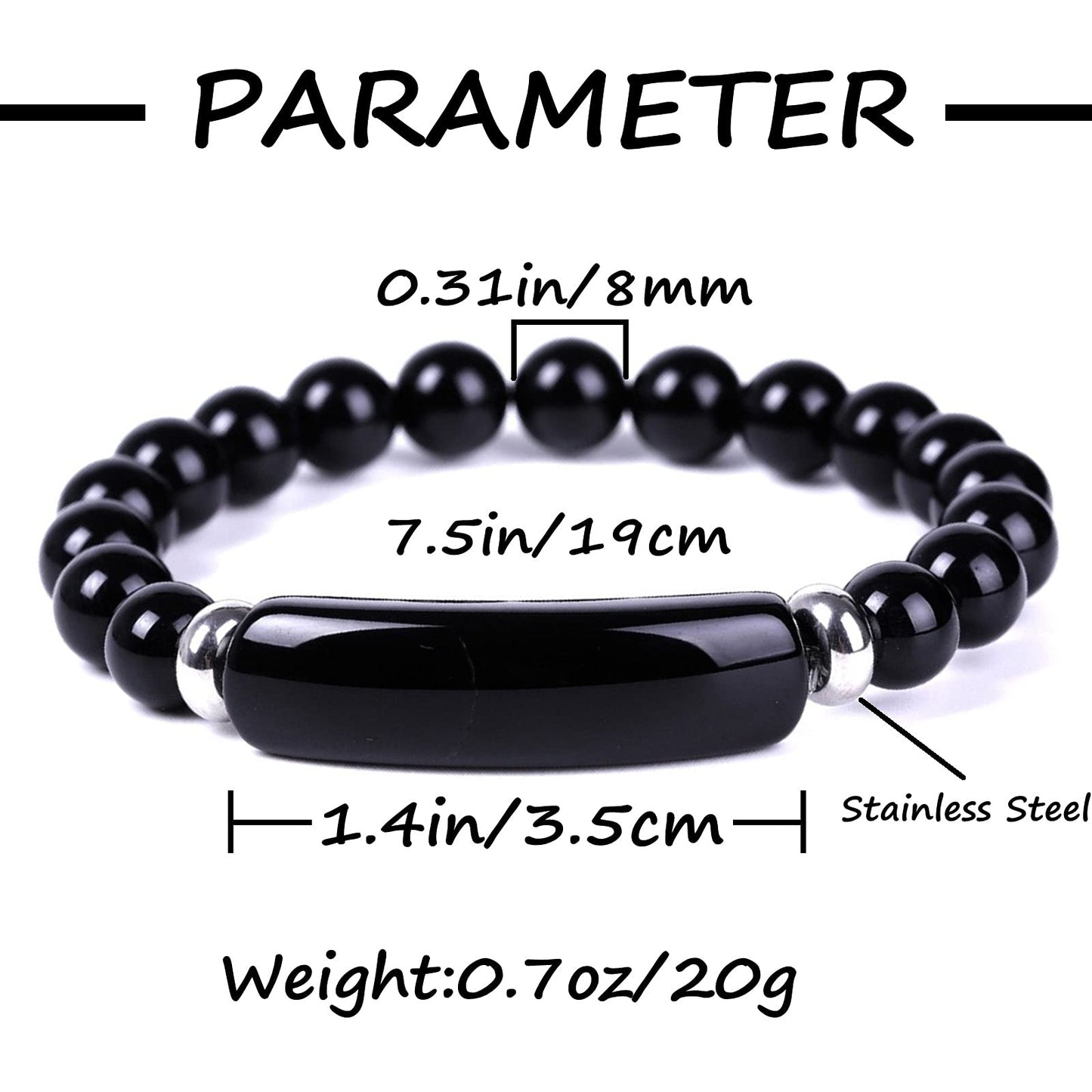 QVVWOPQ Obsidian Stretch Bracelet 8mm Natural Healing Gemstone Chakra Crystal Energy Charm Bracelet for Womens (Obsidian)