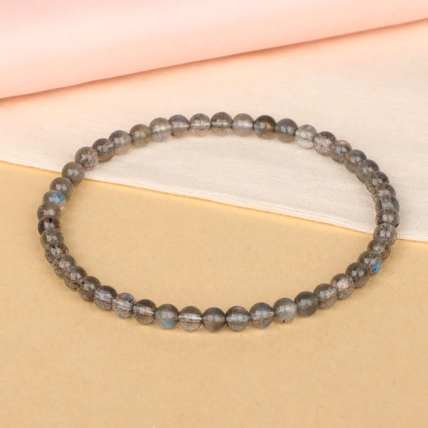 LPBeads Handmade Natural Gemstone Stretch Elastic 4mm Labradorite Bracelet Healing Crystal Round Stone Beads Jewelry Gifts for Women Men