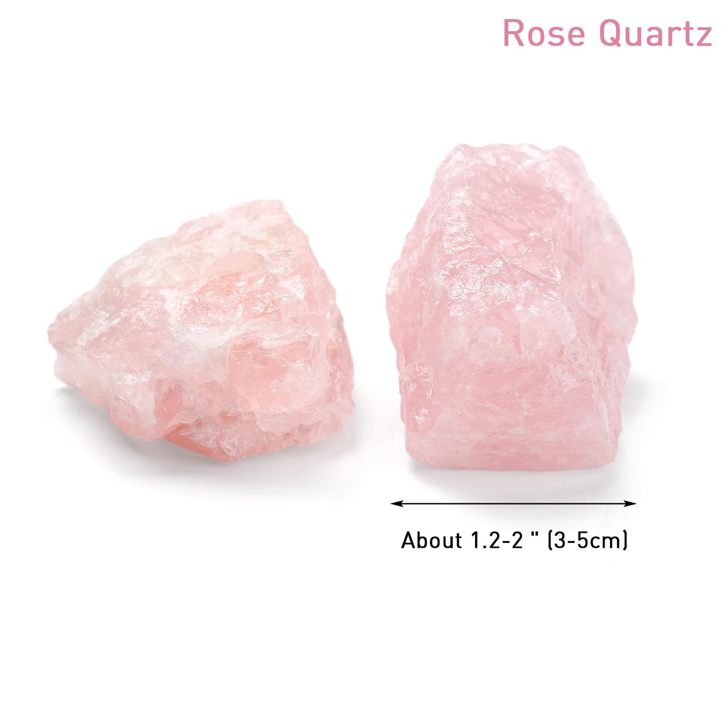 GolbalJew Rose Quartz Natural Raw Crystals 2PCS Healing Crystal Stones 1.2-2.0” Reiki Healing Gemstones for Meditation Chakra Balance Home Decor