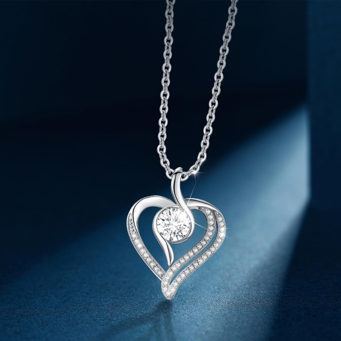 1 Carat Moissanite Necklace 925 Sterling Silver Jewelry 5A Cubic Zirconia Heart Pendant Necklace Gifts for Mom Women Girlfriend Grandma Her Wedding Birthday Anniversary Engagement Valentine's Day