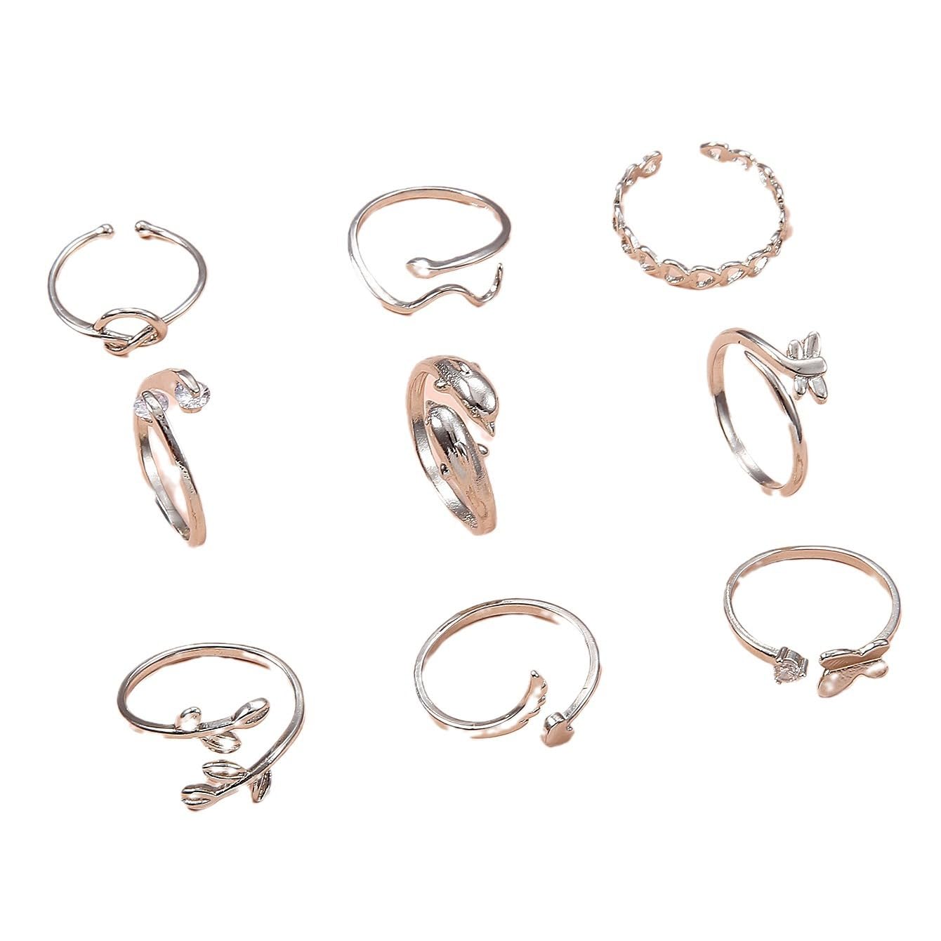 Vivian&CD 925 Silver Toe Rings Set for Women, Open Band Adjustable Non Tarnish Toe Ring, Beach Foot Jewelry for Summer, Stylish and Dainty Toe Rings (Silver)
