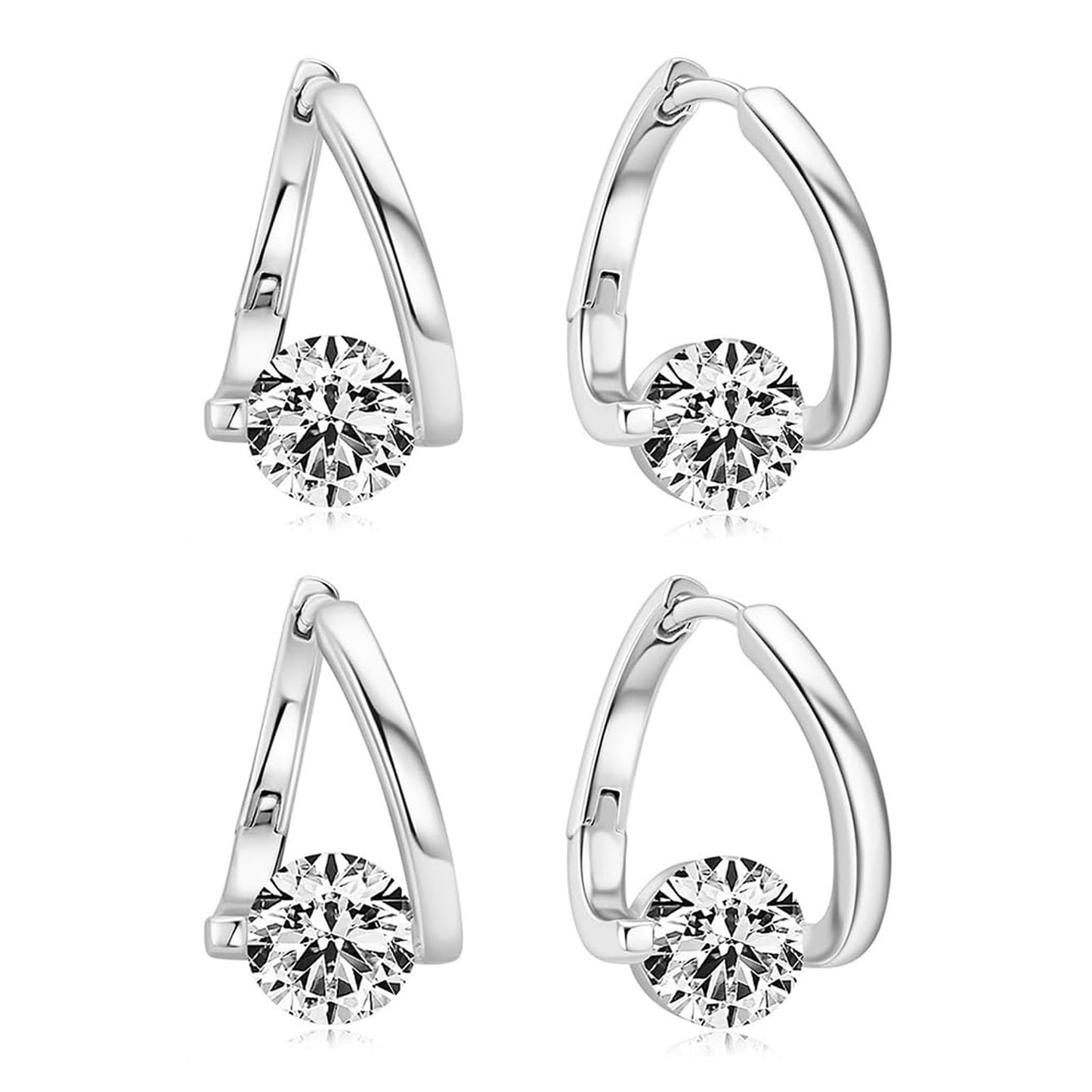 Lymphatic Earrings for Women Silver Zircon Hoop Huggie Earrings Dainty Fashion Jewelry Gifts