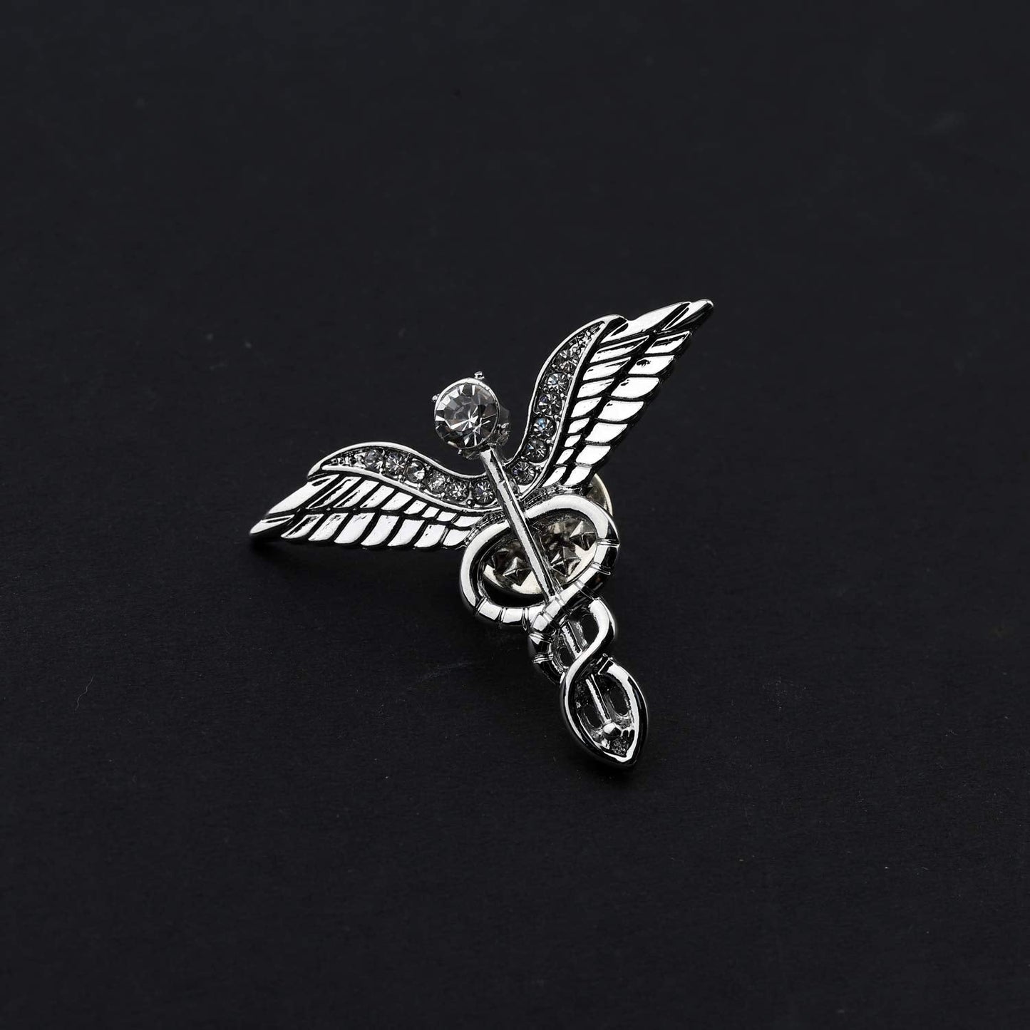 CENWA Medical Jewelry Wand Brooch Label Pin Emblem Pin Medicine Snake Caduceus Nursing Gift for Doctor Nurse Therapeutist (silver)