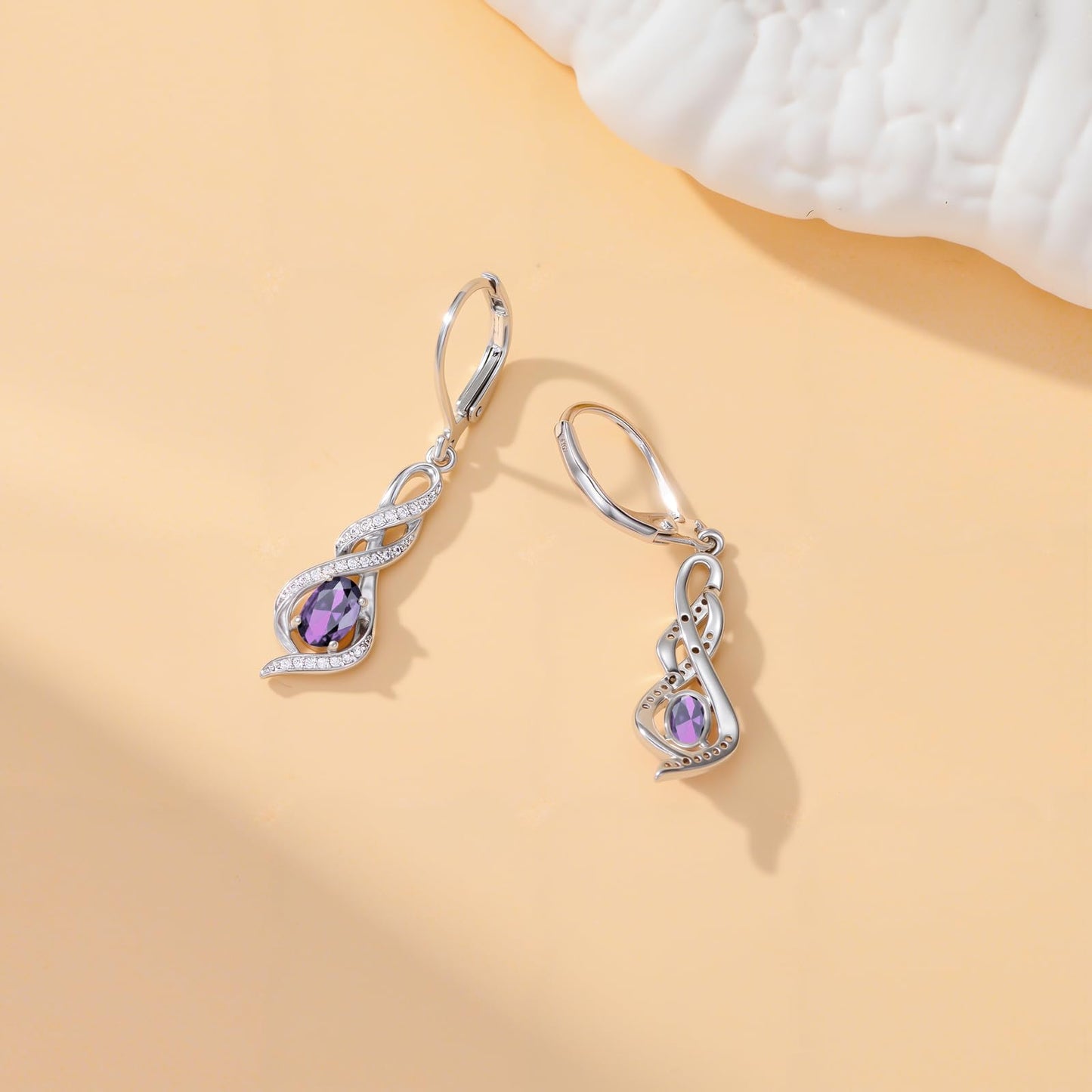 POIUY Birthday Gifts for Women Alexandrite June Birthstone Infinity Leverback Dangle Earrings Hypoallergenic Drop Earrings Love Jewelry Anniversary Christmas Wedding Gift for Mom Wife Sister Daughter Girlfriend