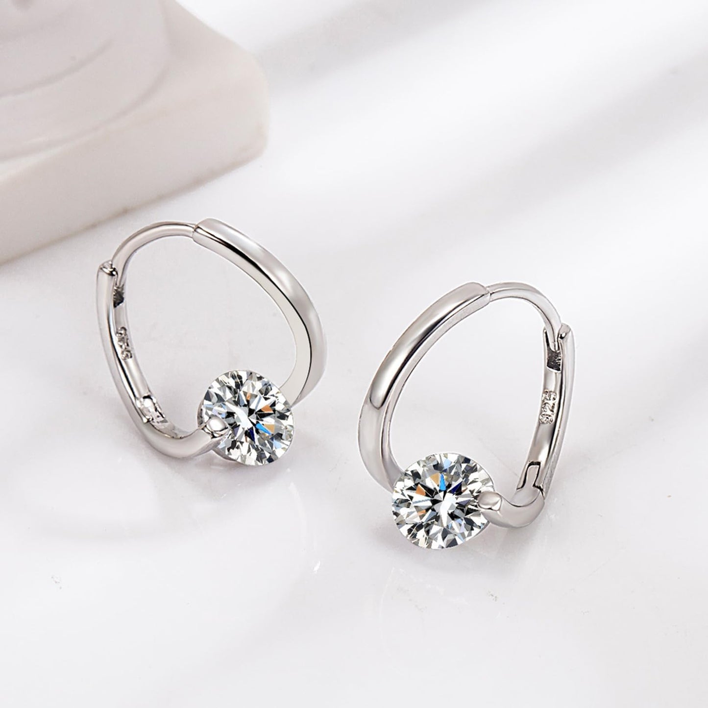 Lymphatic Earrings for Women Silver Zircon Hoop Huggie Earrings Dainty Fashion Jewelry Gifts