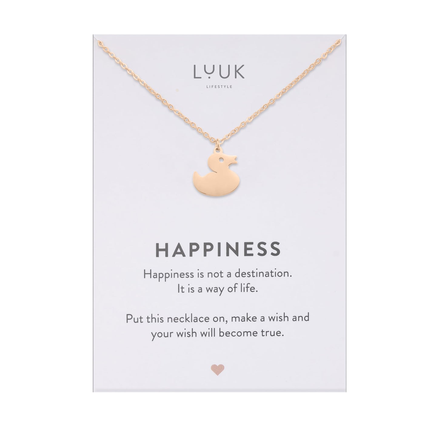 LUUK LIFESTYLE Waterproof Happy Duck pendant necklace, 19in adjustable sturdy thin chain, tarnish-free, Gift for sister daughter, holiday, vacation, dainty trendy aesthetic, simple (with Gift Card)