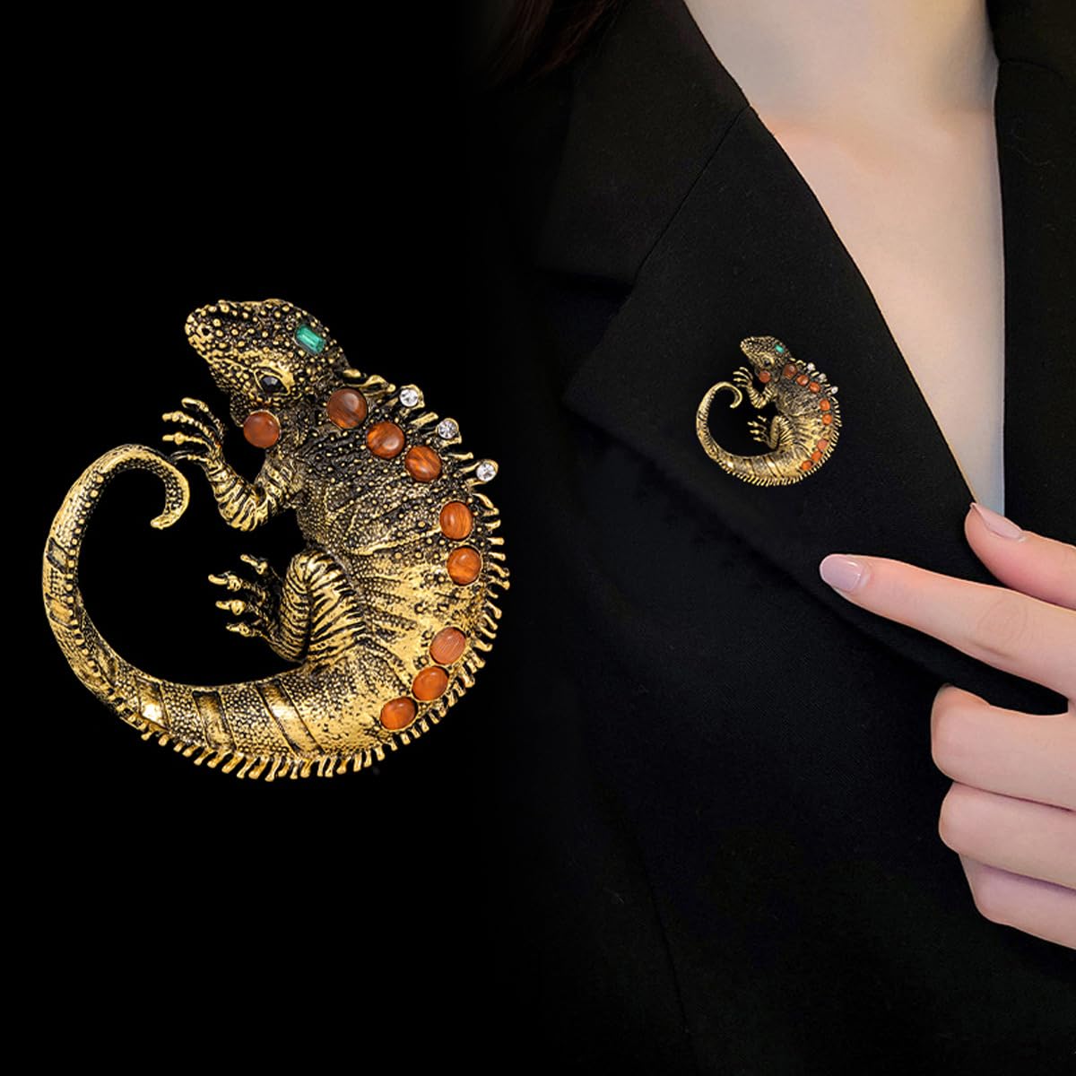 AILONMEI Vintage Brooches And Pins For Women Gold Brooch Pins For Women Costume Jewelry Pins (Chameleon)