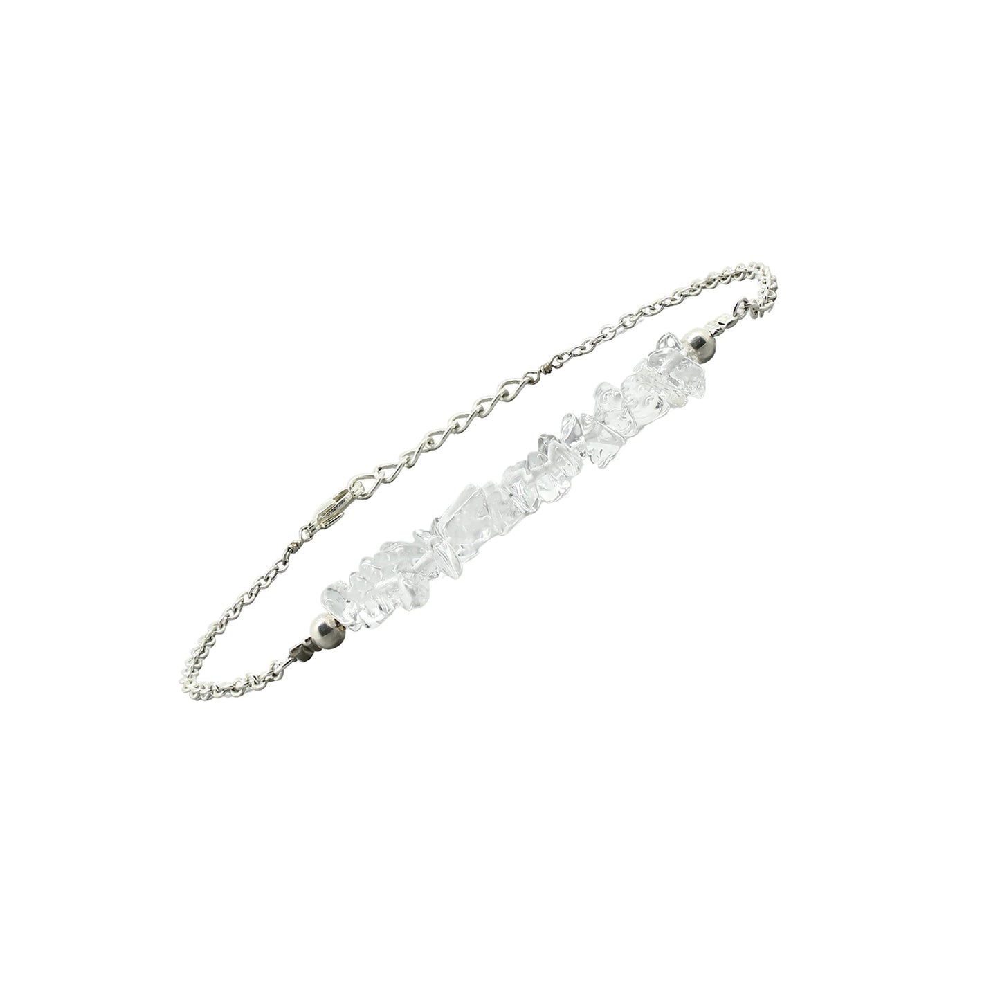 Gempires Natural Gemstone Chip Bar Bracelet for Women, Crystal Healing Bracelet, Multiple Gemstone Options, Adjustable Yellow Gold Plated Chain (7” + 1” Extender), Dainty Stackable Jewelry Gift for Her (Clear Quartz)