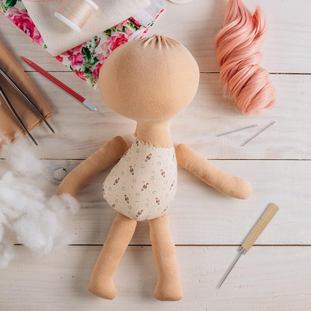 DICOSMETIC 14Pcs Doll Hair Rooting Holders Kit 0.6mm Doll Hair Rerooting Knitting Needles with Wood Awls Metal DIY Doll Wig Tool for Doll Wig Making Crafting