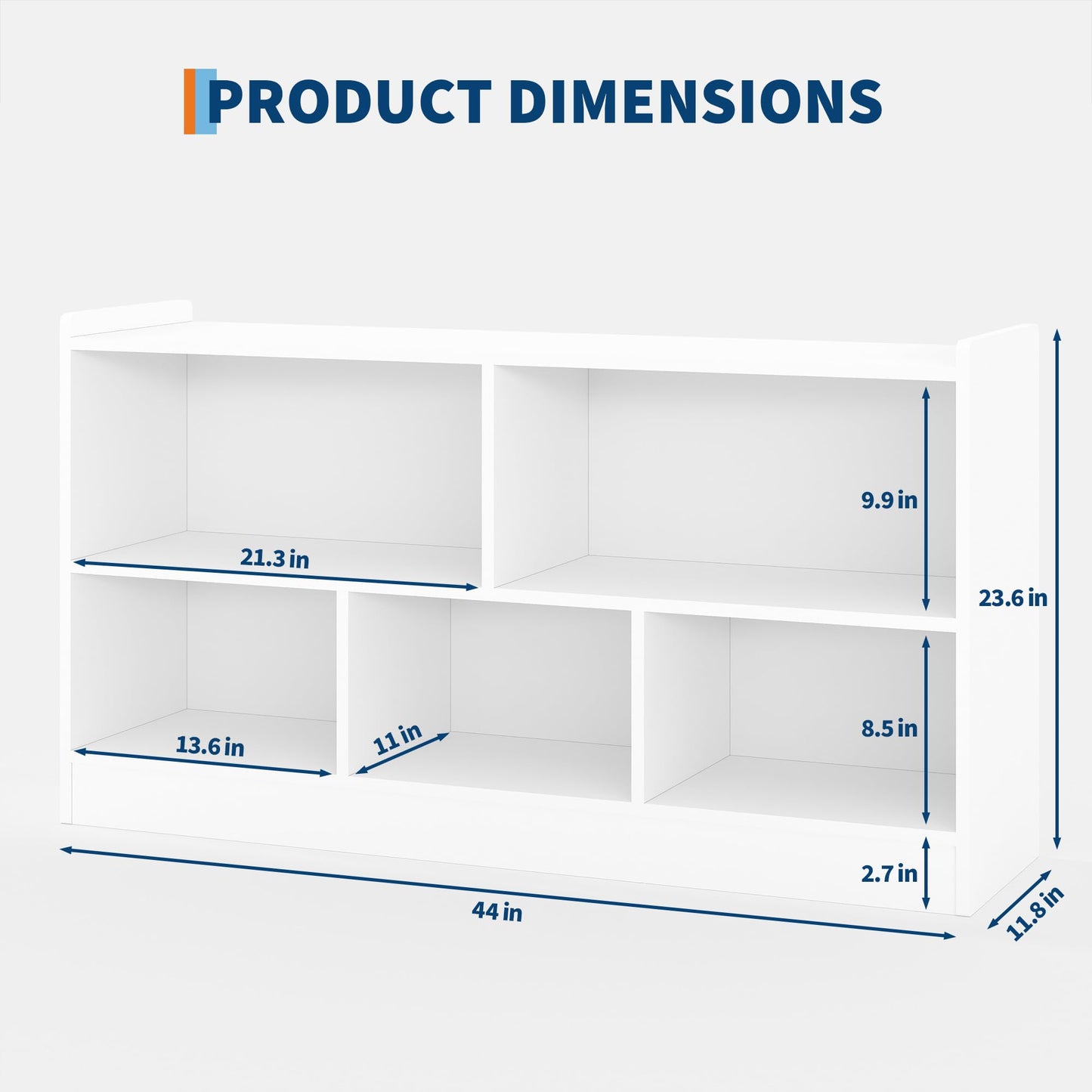 GarveeLife Wooden Bookshelf, 5-Section 2-Tier Toy Storage Organizer, Open Shelving Kids Book Shelf for Playroom Nursery Classroom Kindergarten