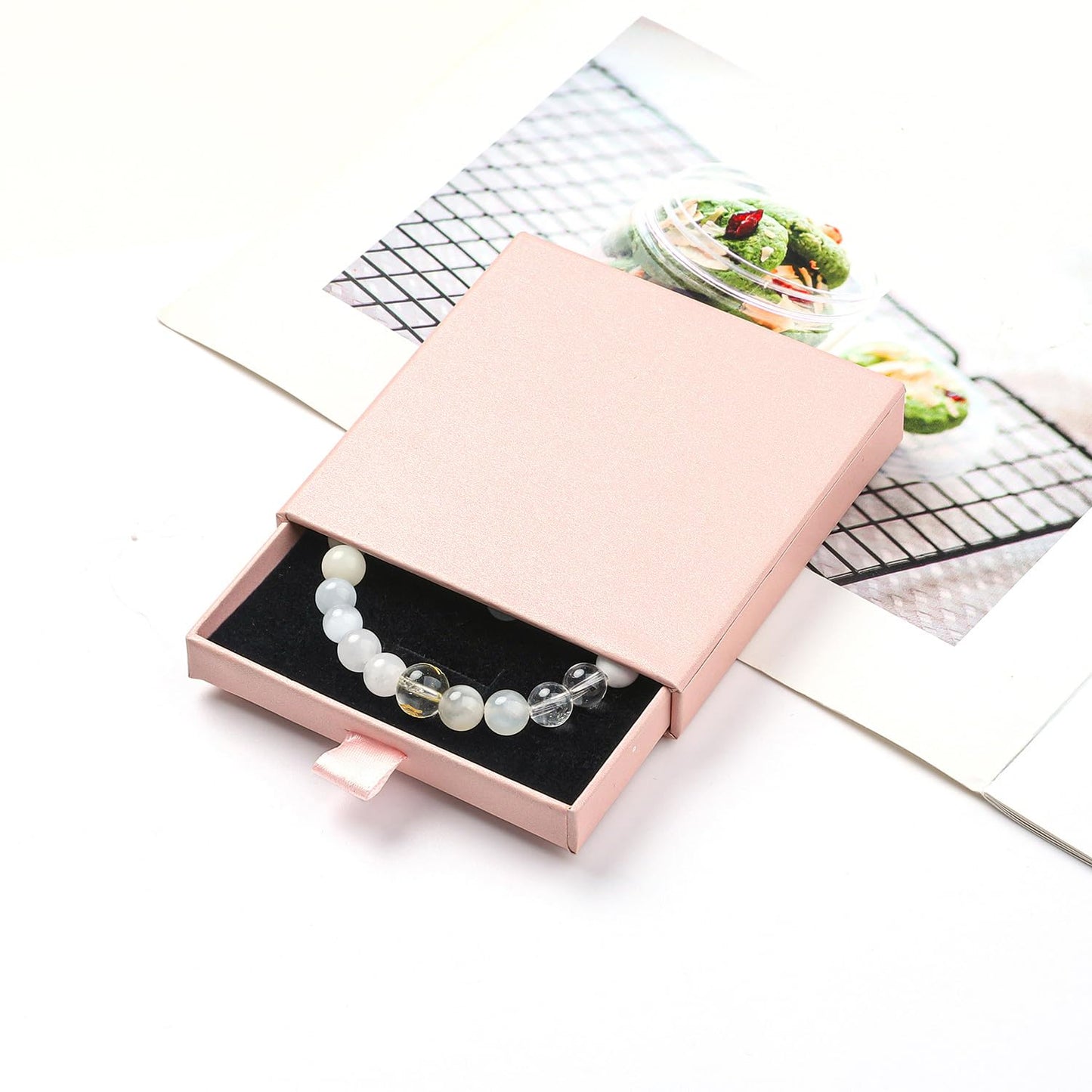 Moslovstar 6.5 inch Five Elements Bracelet for Women, White Elegant Moonstone Bracelet Feng Shui Balance 8mm Round Beads Healing Crystal Gifts