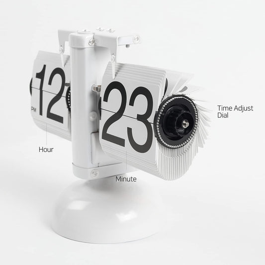 mooas Flip Desk Clock (Black), Retro Vintage Design Auto Flip Desk/Table Clock Large Number Battery Powered Internal Gear Operated Home Décor Ideal for Home Office School Hotel Café