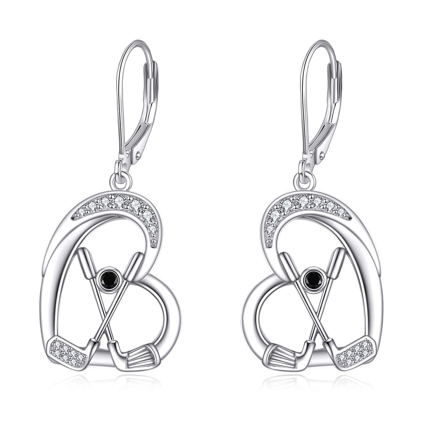 Golf Earrings for Women 925 Sterling Silver Golf Leverback Dangle Earrings Sports Jewelry Gifts