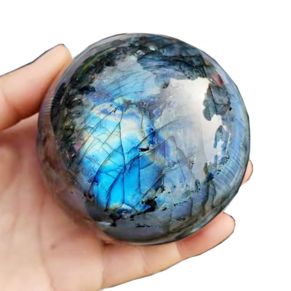 5-6CM/1.97-2.36inch Natural Crystal Ball Labradorite Sphere Moonstone Stone Crafts Polished Decorative Sphere Reiking Healing Crystals Ball Stone Fengshui Home Decoration(50-60mm, Labradorite)