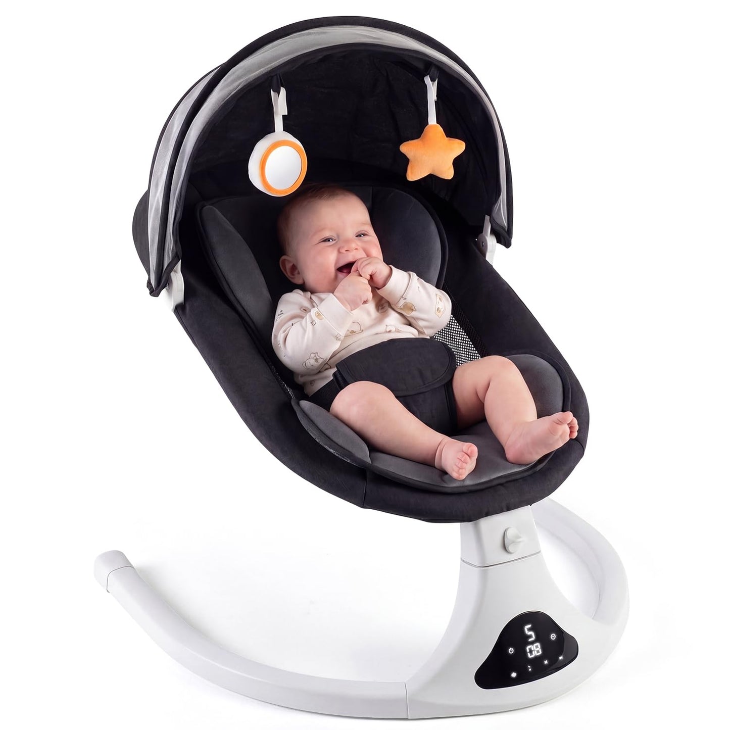 Electric Baby Swing for Infants to Toddler| Portable Infant Swing with Remote Control, Rocker with 5 Speeds, 3-Point Harness for Baby Boy Girl (Black)