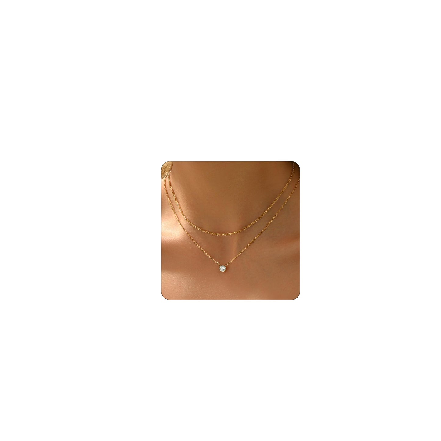 Jewigo Cubic Zirconia Necklaces for Women 18K Gold Plated Tear drop Necklace Dainty Layered CZ Lariat Diamond Necklace