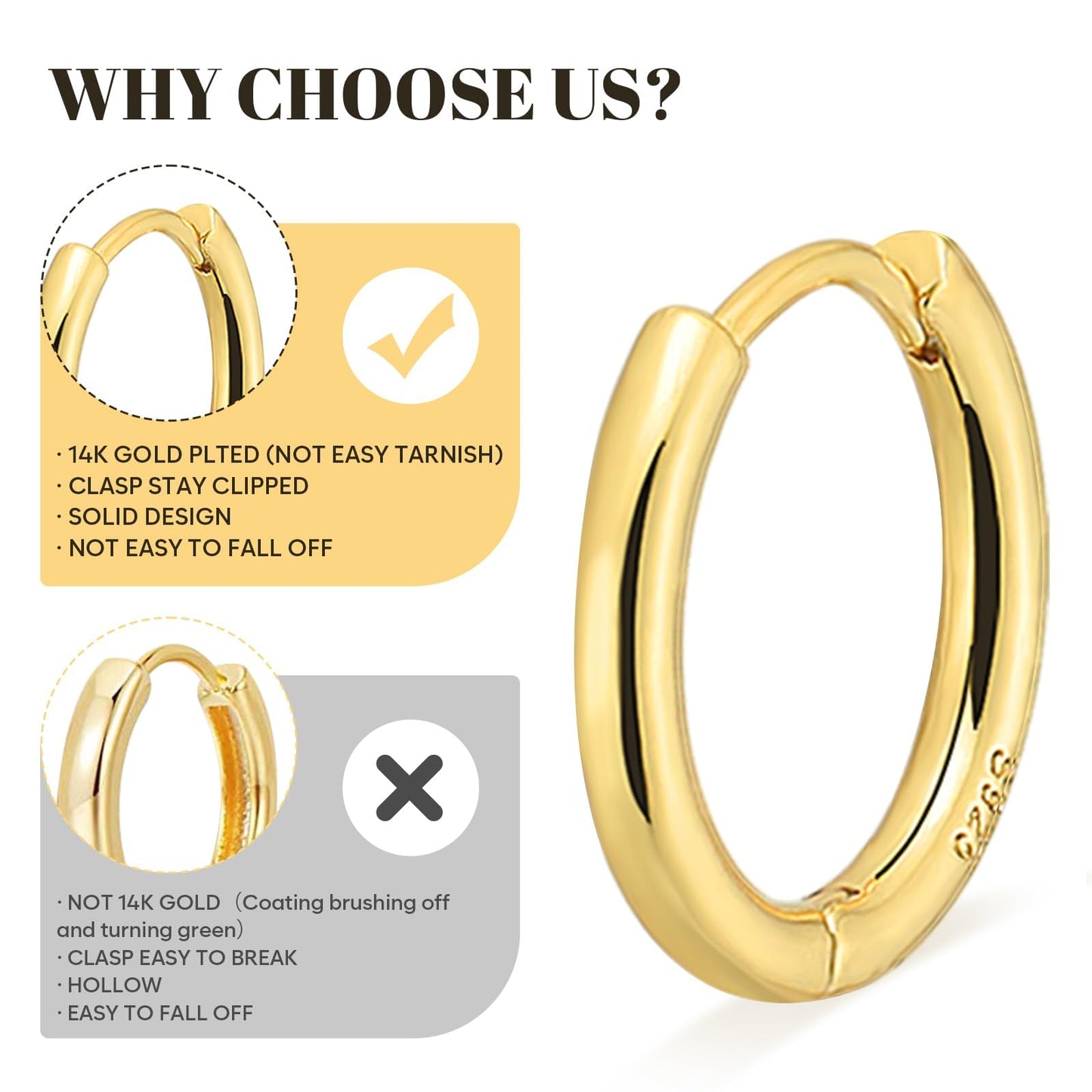 Gokeey Gold Hoop Earrings Set for Women, Tiny Gold Huggie Earrings for Women, Lightweight Mini Small Hoop Earrings Set for Cartilage Earrings