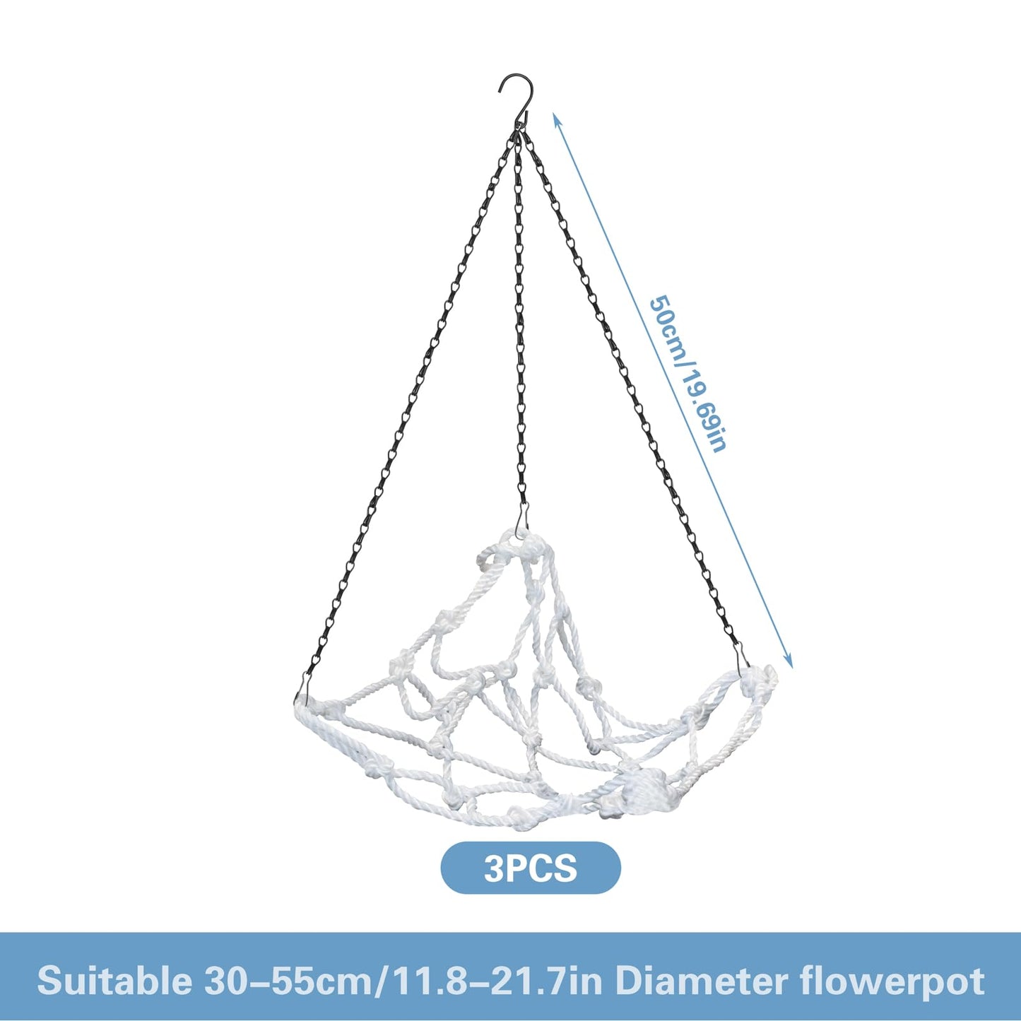 3 Sets Hanging Planter Holder Flower Pot Hanger for Indoor& Outdoor Plant, Hanging Planter Basket for Home Garden Porch Yard Ceiling, Fits for 10'' Pot, Load capacity 20 lbs (Pots Not Included)