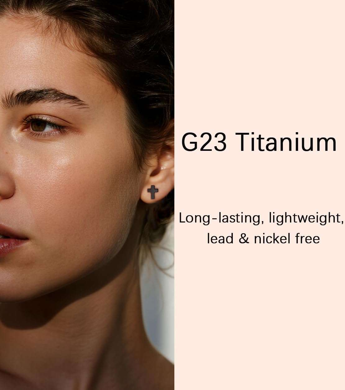 Limerencia Titanium Stud Earrings - Hypoallergenic Earrings for Women Men Sensitive Ears - Minimalist Jewelry Flatback Cross Bolt Cartilage Earrings,Gold Tone