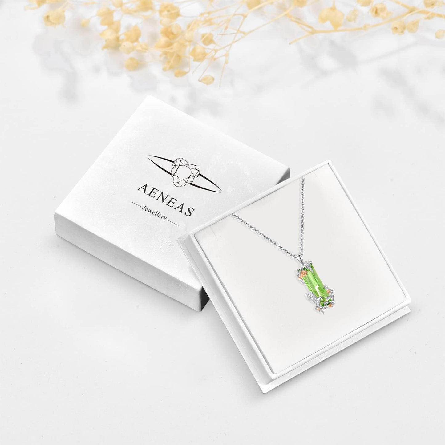 AENEAS Valentines Day Gifts for Women Her Hummingbird Necklace Sterling Silver Green Crystal Pendant Necklace Emerald Jewelry Hummingbird Gifts for Women Wife Her