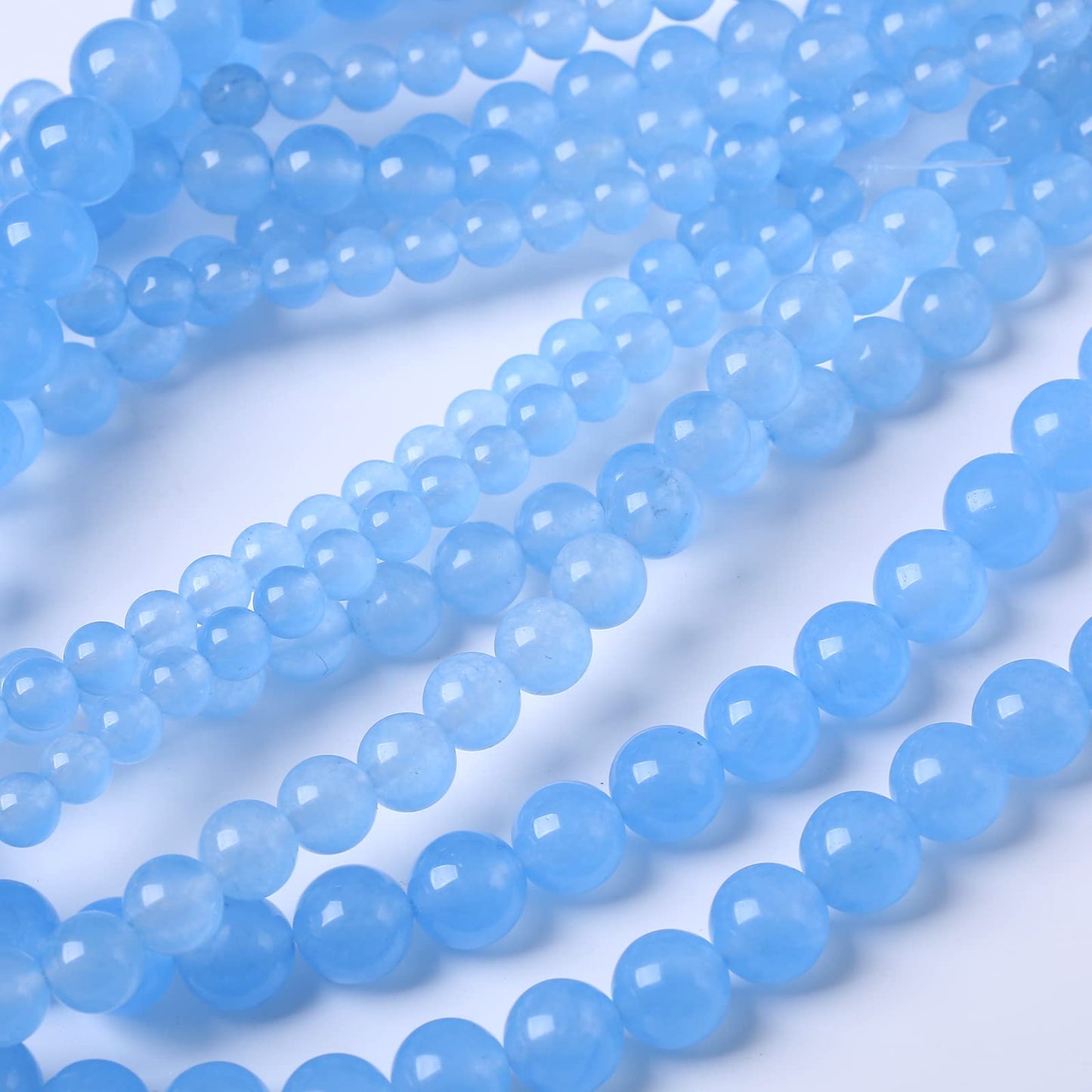 36PCS 10MM Natural Aquamarine Chalcedony Stone Beads Energy Healing Beads for DIY Jewelry Bracelet Necklace Making for Jewelry Making15Inch