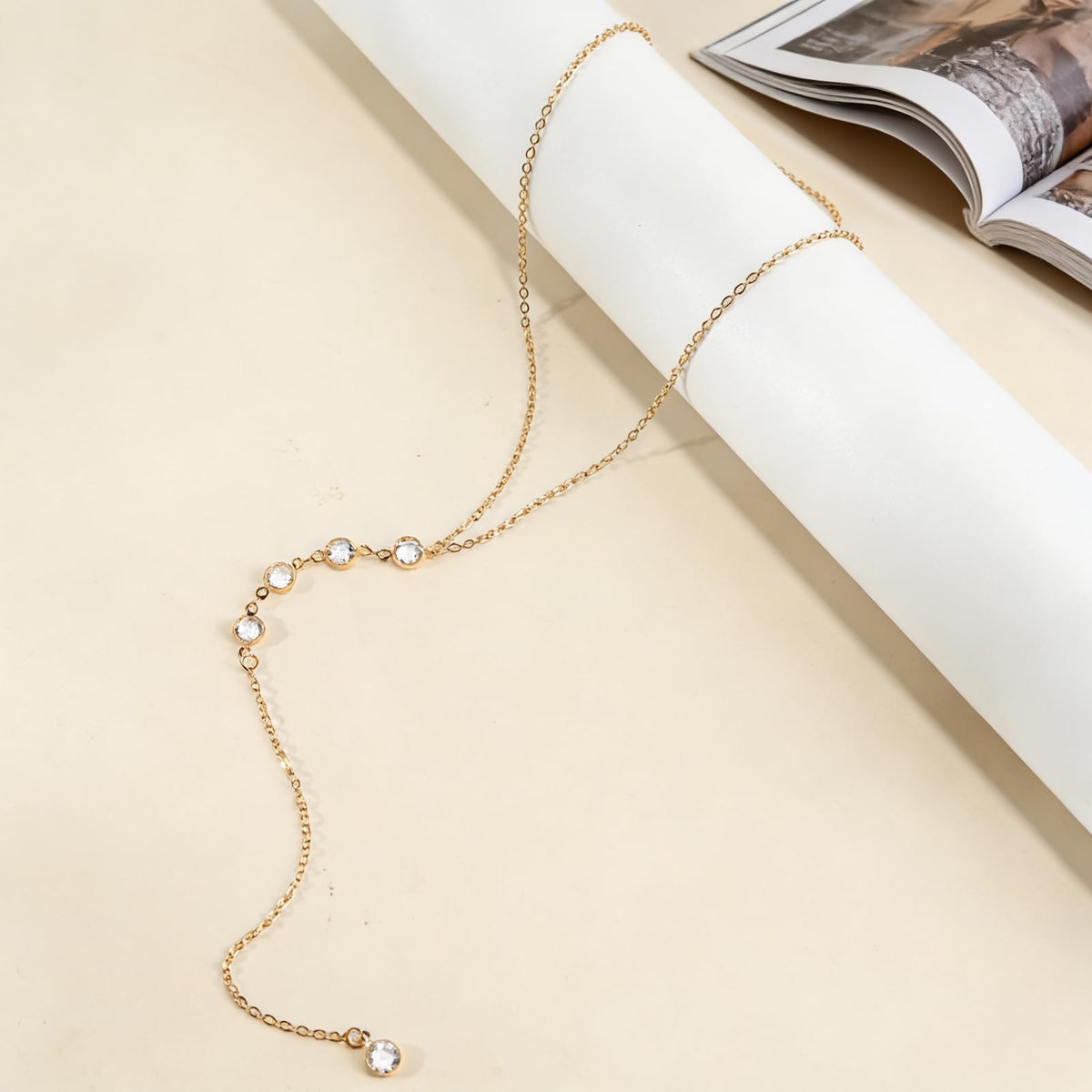 ENGCKSHI Necklace for Women, Dainty Long 14K Gold Y-Shaped Necklace Jewelry Trendy Beaded Layered Chain Drop Necklaces Jewelry Women Gifts