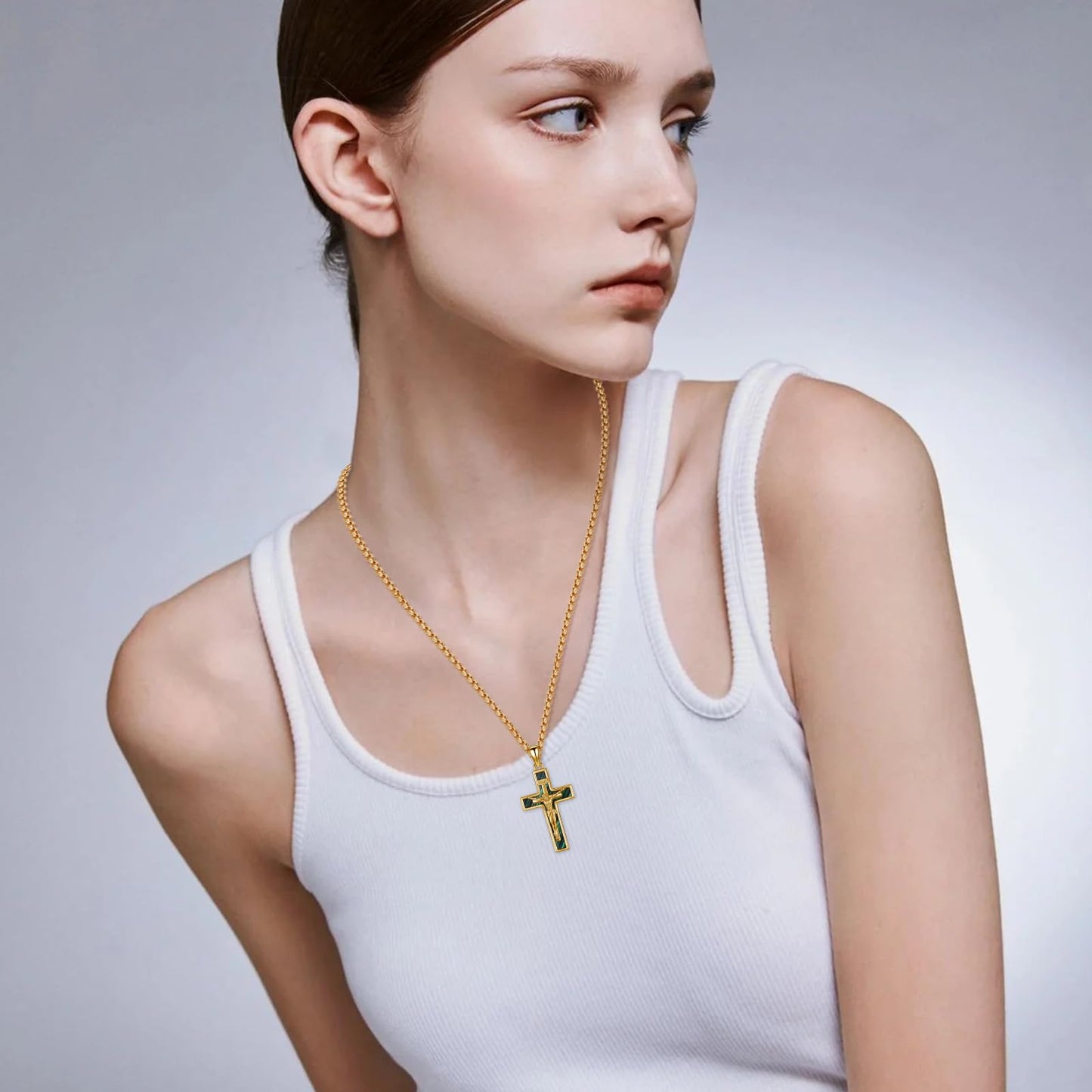 YEESIA Cross Necklace for Women Men 925 Sterling Silver Gold Jesus Crucifix Pendant Necklace with Catholic Cross Jewelry Gift for Women Men